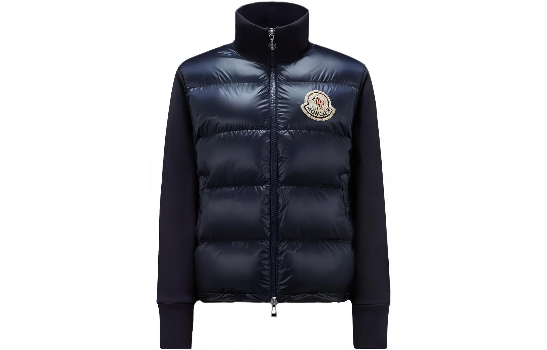 (Women) Moncler Padded Corduroy Logo Zip-Up Down Jacket Navy Blue  Winter Coat. I20938G0001489A2Y778