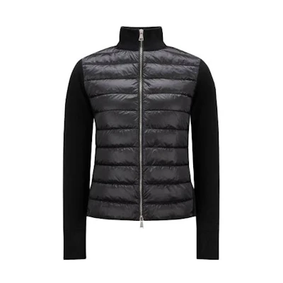 (Women) Moncler Padded Corduroy Wool Cardigan Black Jacket for Women. J10939B00025M1131999