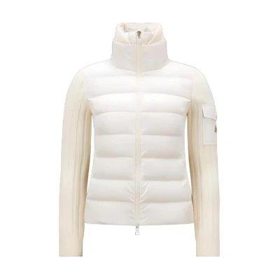 (Women) Moncler Padded Corduroy Wool Cardigan Logo Patch White Down Jacket for Women I20939B00024M1131030