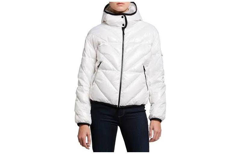(Women) Moncler Padiote  White Hooded Checkered Down Jacket with Zipper. G10931A54b0054an2 圖 2