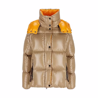 (Women) Moncler Parana FW21 Logo Glossy Hooded Down Jacket Winter Beige. G20931A0010768950226