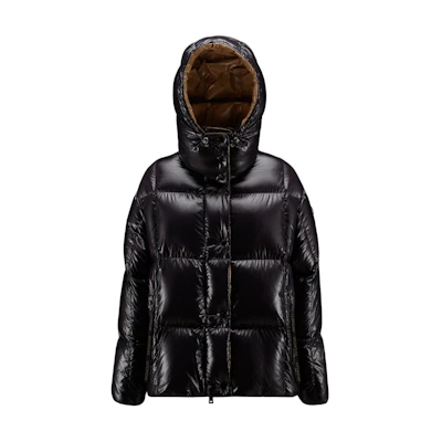 (Women) Moncler Parana FW24 Nylon Glossy Logo Zip Detachable Hood Puffer Jacket Black Women J20931A0010368950999