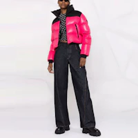 Lookbook (W) Moncler Parana 短款拼色羽絨外套 粉色冬季大衣 1A0006568950520