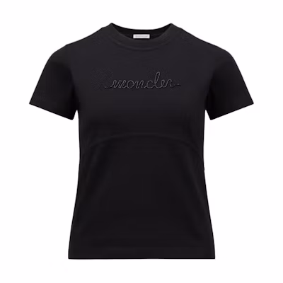 (Women) Moncler Pearl Embroidered Slim Fit Crewneck T-Shirt Black Women J20938C0001589AIJ999