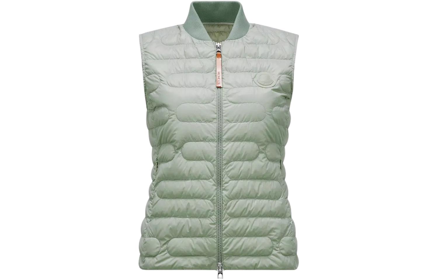 (Women) Moncler Perille  Light Green Quilted Down Vest with Zipper. J10931A00073596RD80T