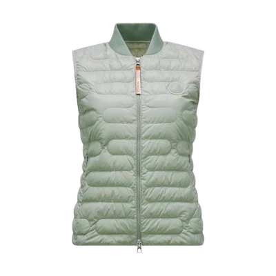 (Women) Moncler Perille Light Green Quilted Down Vest with Zipper. J10931A00073596RD80T
