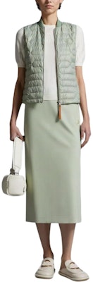 (Women) Moncler Perille Light Green Quilted Down Vest with Zipper. J10931A00073596RD80T Lookbook (Women) Moncler Perille Light Green Quilted Down Vest with Zipper. J10931A00073596RD80T