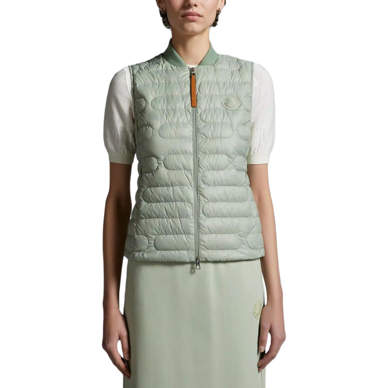 Shop (W) 蒙克莱 Perille 浅绿色拉链羽绒马甲. J10931A00073596RD80T