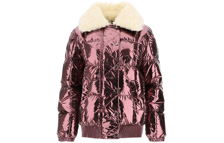 (Women) Moncler Pink Down Jacket with Metallic Sheen and Fur Collar - Winter. 1A5750054AEL 圖 2