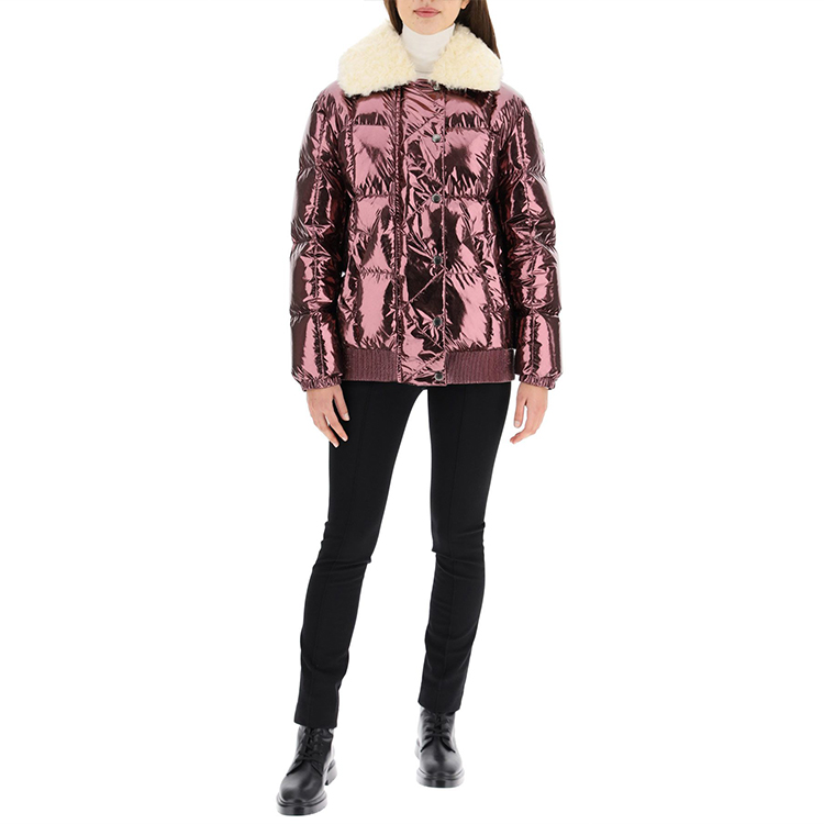 (Women) Moncler Pink Down Jacket with Metallic Sheen and Fur Collar - Winter. 1A5750054AEL 圖 3