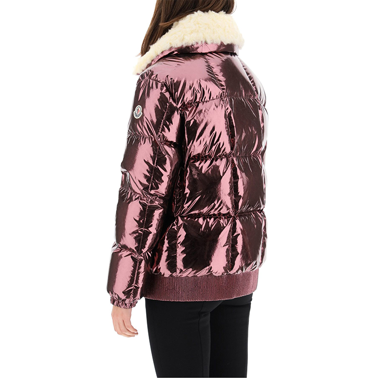 (Women) Moncler Pink Down Jacket with Metallic Sheen and Fur Collar - Winter. 1A5750054AEL 圖 5