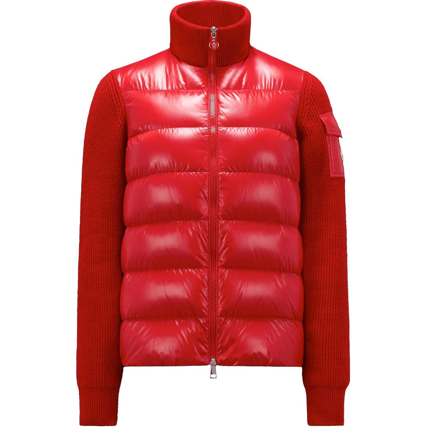 (Women) Moncler Red Puffer Jacket with Logo Patch and Zip-up High Collar 9B00020M1131455