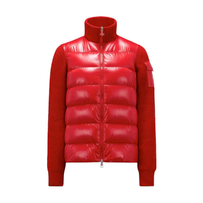 (Women) Moncler Red Puffer Jacket with Logo Patch and Zip-up High Collar 9B00020M1131455