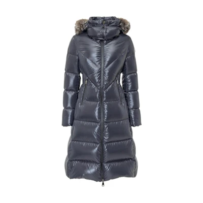 (Women) Moncler Ribafur Long Puffer Coat Navy - Fur Hood Waterproof Winter Jacket 20931C57501C0065742