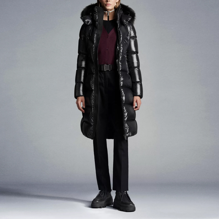 (Women) Moncler Ribafur Long Glossy Down Jacket with Fur Hood Black F20931C57501C0065999 圖 5