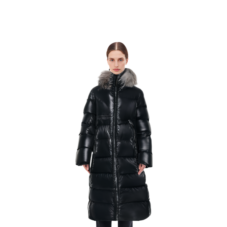 (Women) Moncler Ribafur Long Glossy Down Jacket with Fur Hood Black F20931C57501C0065999 圖 6