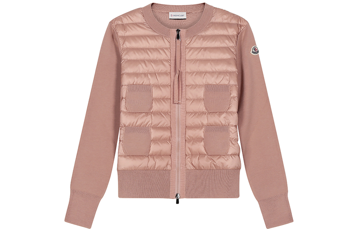 (Women) Moncler Round-neck Down Knit Jacket Light Pink F20939B51000A9018535
