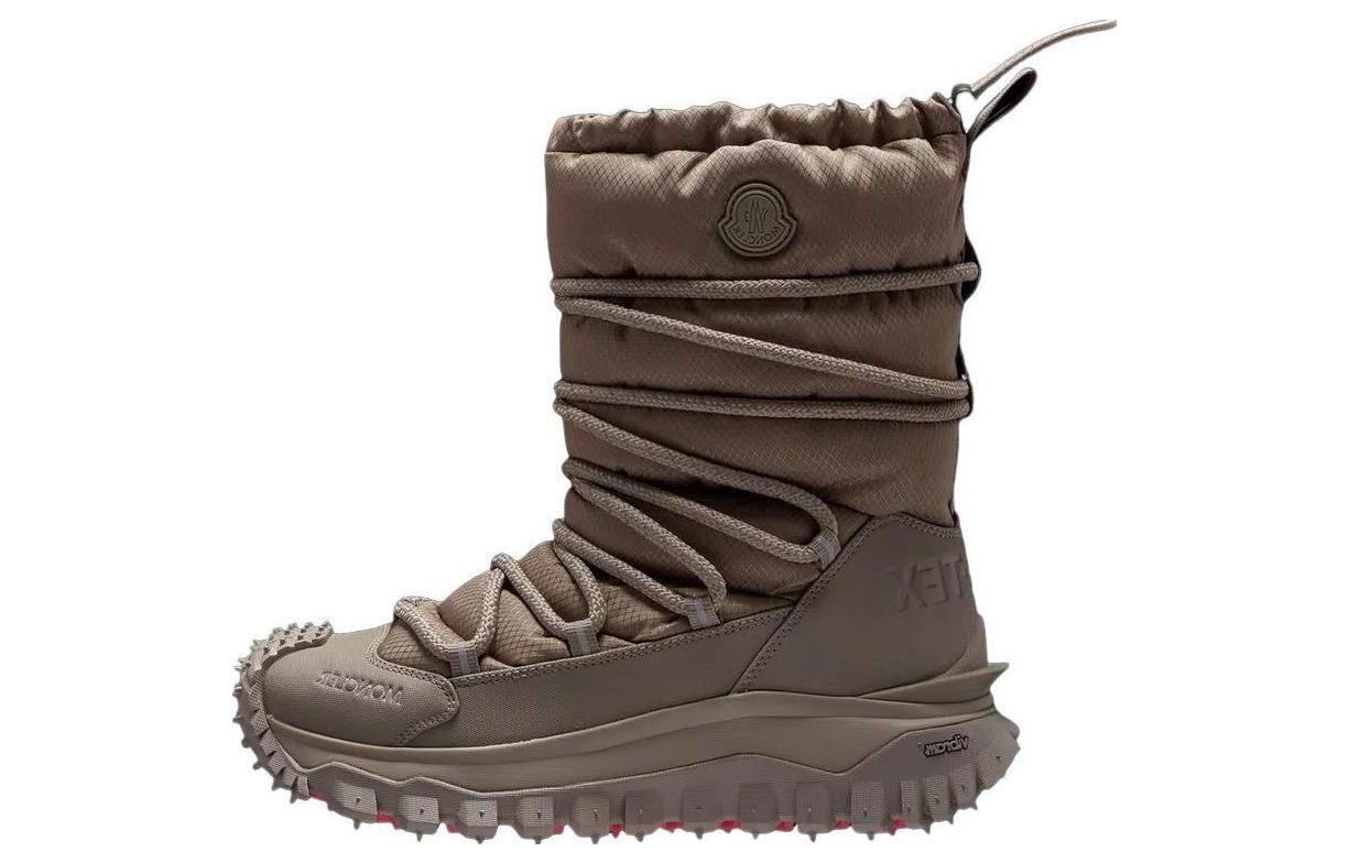 (Women) Moncler Round Toe Lace-Up Short Snow Boots 'Light Brown' I209B4H00080M323426B