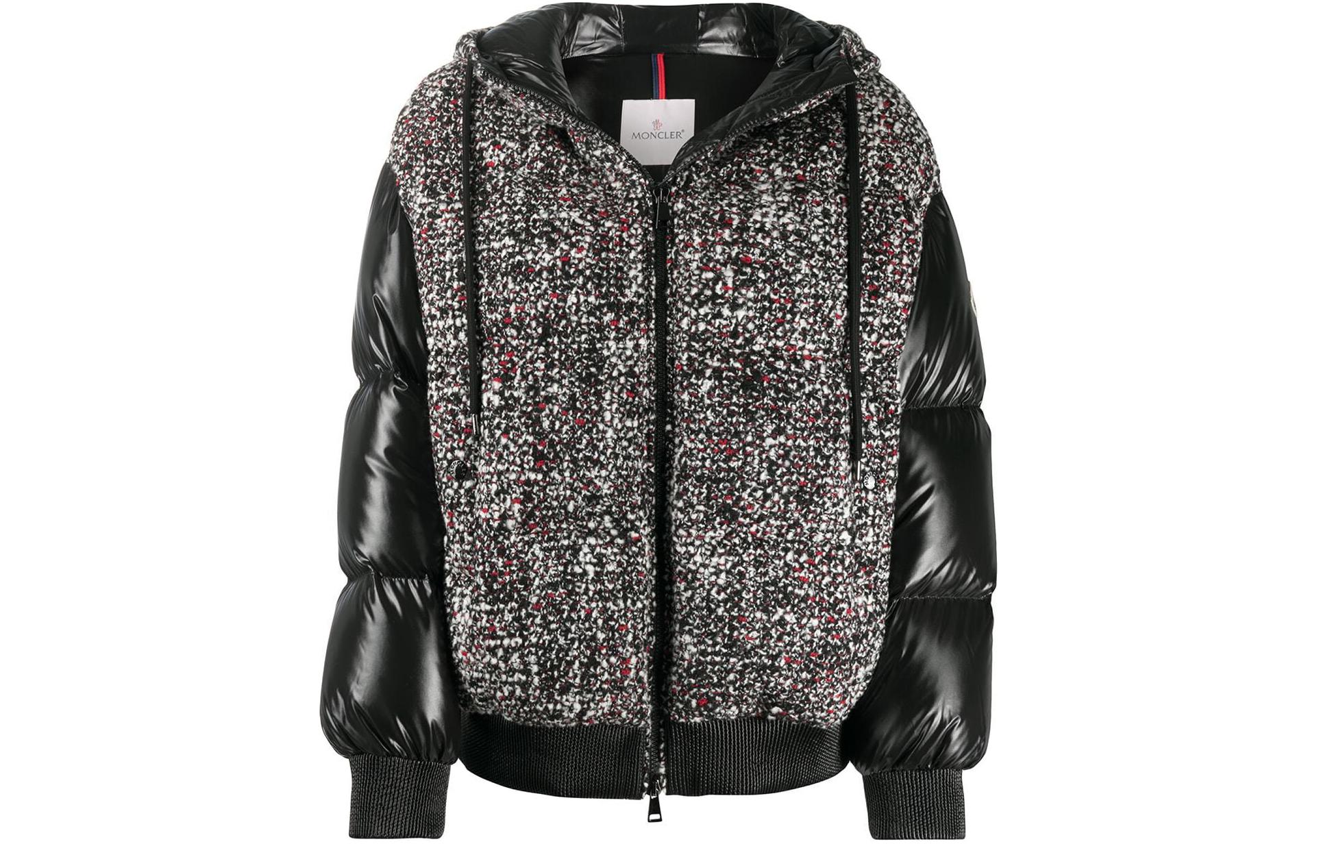 (Women) Moncler Runio  Black Down Jacket with Wool Panels and Ribbed Cuffs. 20931A51S0054APU990