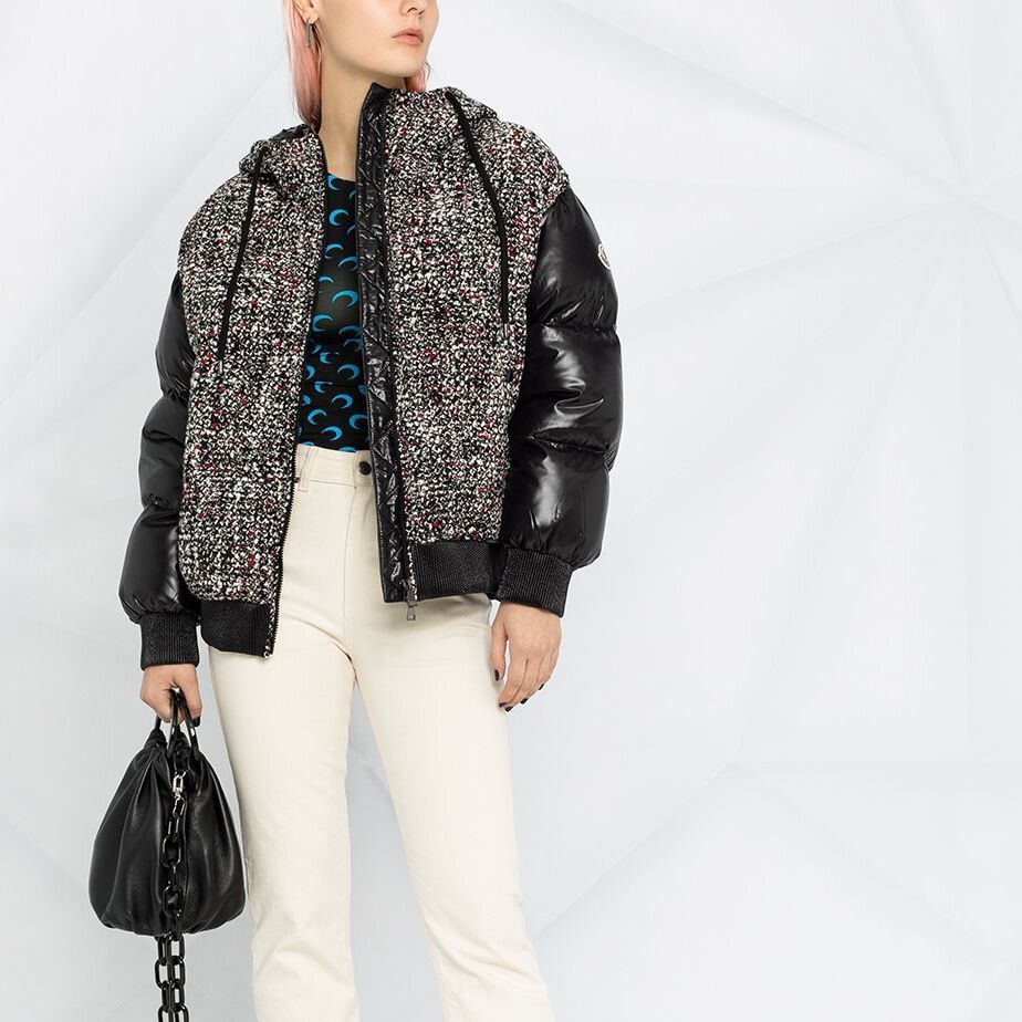 (Women) Moncler Runio  Black Down Jacket with Wool Panels and Ribbed Cuffs. 20931A51S0054APU990 圖 3