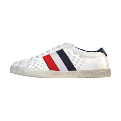 (W) Moncler Ryegrass Striped Lace Up Sneakers 'White Red Navy'