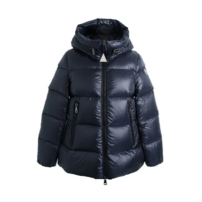 (Women) Moncler Seritte Ollon Logo Patch Hooded Down Jacket Dark Blue 1A20000C0151778