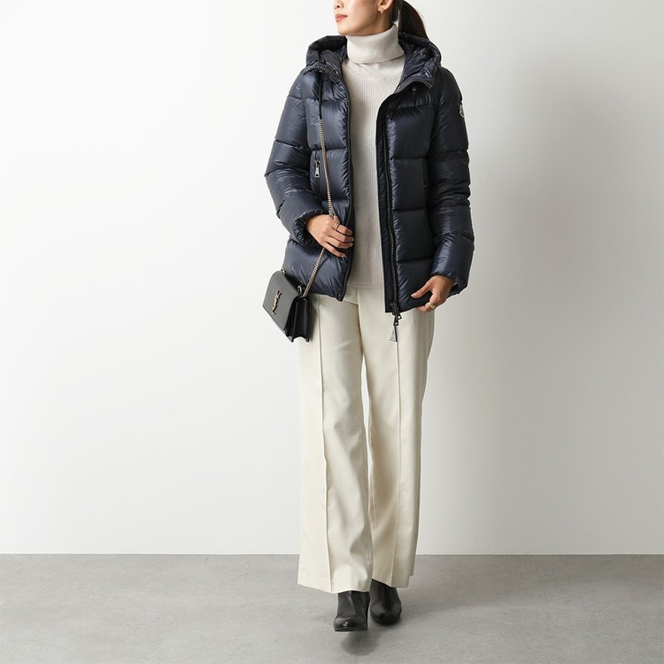 (Women) Moncler Seritte Ollon Logo Patch Hooded Down Jacket Dark Blue 1A20000C0151778 圖 4