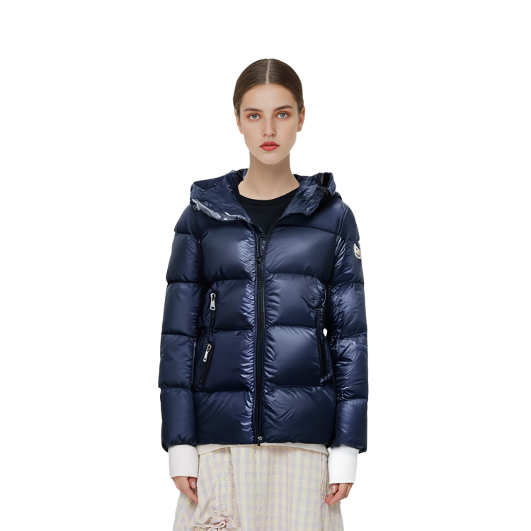 (Women) Moncler Seritte Ollon Logo Patch Hooded Down Jacket Dark Blue 1A20000C0151778 圖 9