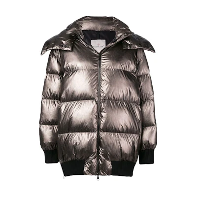 (Women) Moncler Shiny Brown Down Jacket with Hood - Winter Collection. 4990400539DL935