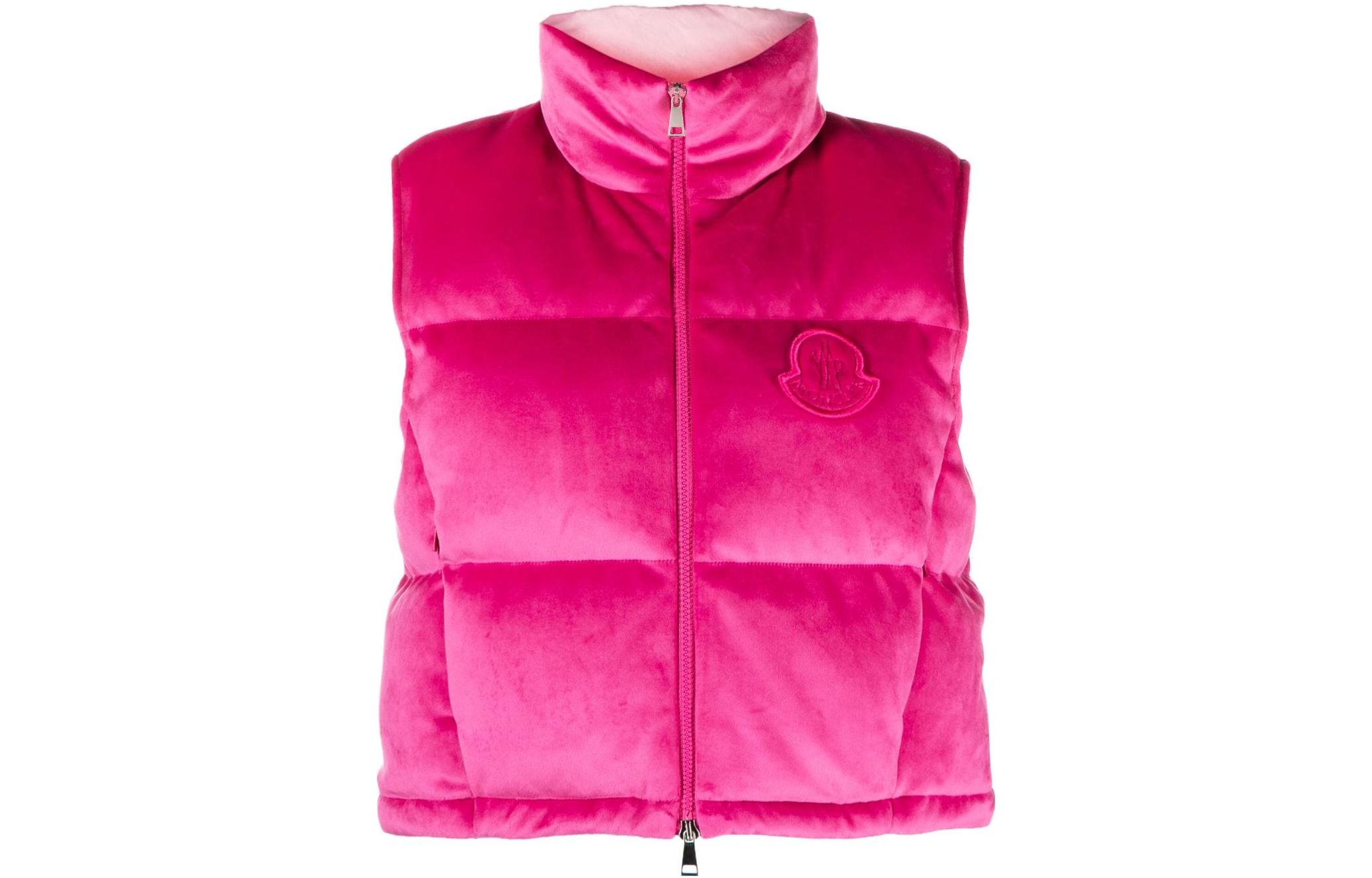 (Women) Moncler Shiny Glossy Stand Collar Sleeveless Vest  Pink Purple. 1A00057596WP543
