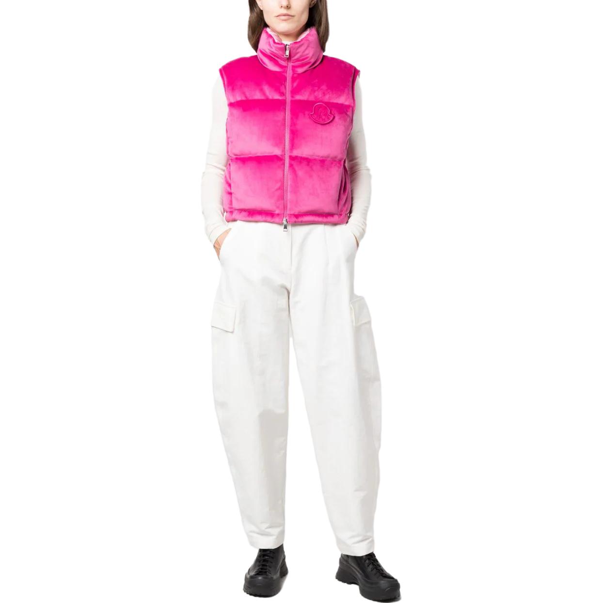 Lookbook (W) Moncler Stand Collar Vest Tanpa Lengan Berkilat Merah Jambu Ungu. 1A00057596WP543