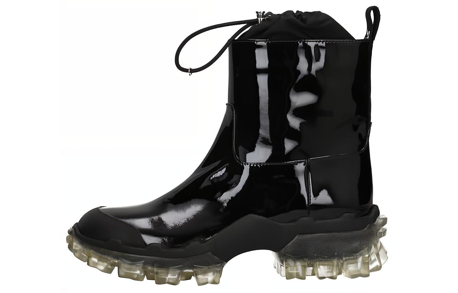 (W) Moncler Short Patent Leather Boot 'Black Fashion'