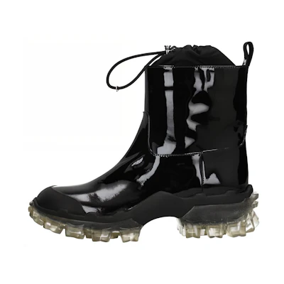(W) Moncler Short Patent Leather Boot 'Black Fashion'