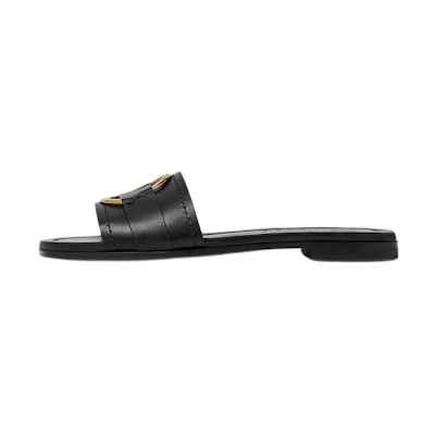 (W) Moncler Slide 'Black Leather Open-Toe'