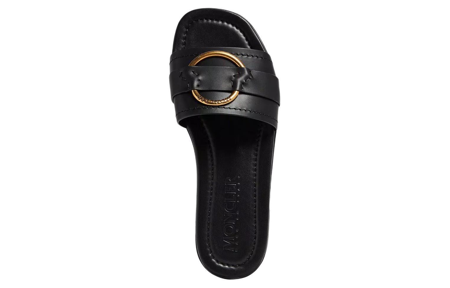 (W) Moncler Slide 'Black Leather Open-Toe' 圖 3