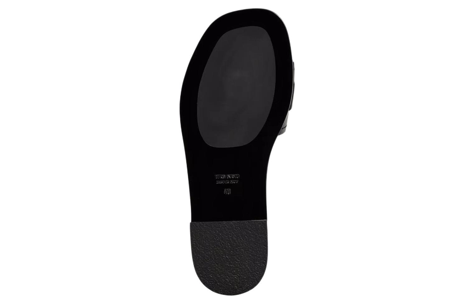 Shop (W) 盟可锐黑色皮革露趾拖鞋 J109B4C00160M4097999