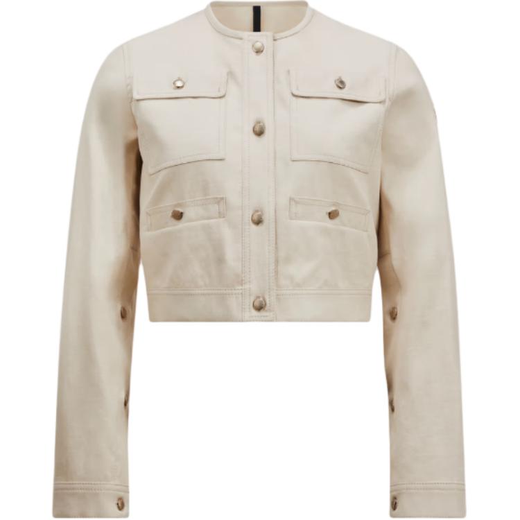 (Women) Moncler Solid Single-Breasted Long-Sleeve Jacket Ivory White K10931A00137598G6081