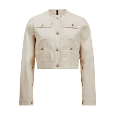 (Women) Moncler Solid Single-Breasted Long-Sleeve Jacket Ivory White K10931A00137598G6081