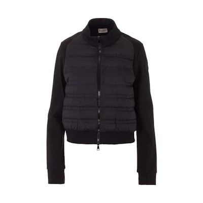 (Women) Moncler SS21 Black Down Jacket with Stand Collar and Zipper. 8G52200829L9999
