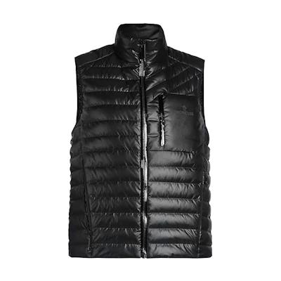 (Women) Moncler SS22 Black Letter Print Down Vest 1A00017-5950K-999