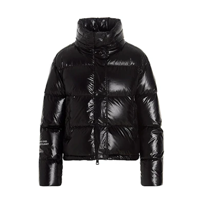 (Women) Moncler SS22 Black Letter Print Long Sleeve Down Jacket. H10931A0007253A0E999