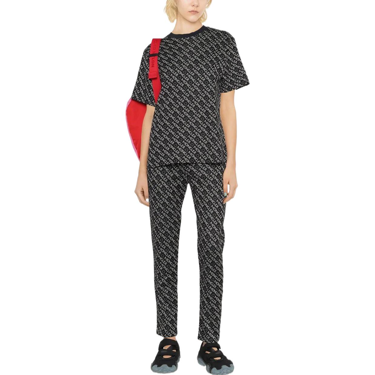 Lookbook (Women) Moncler SS22  Black Logo Print Straight-Leg Casual Pants. H20938H00019899TE