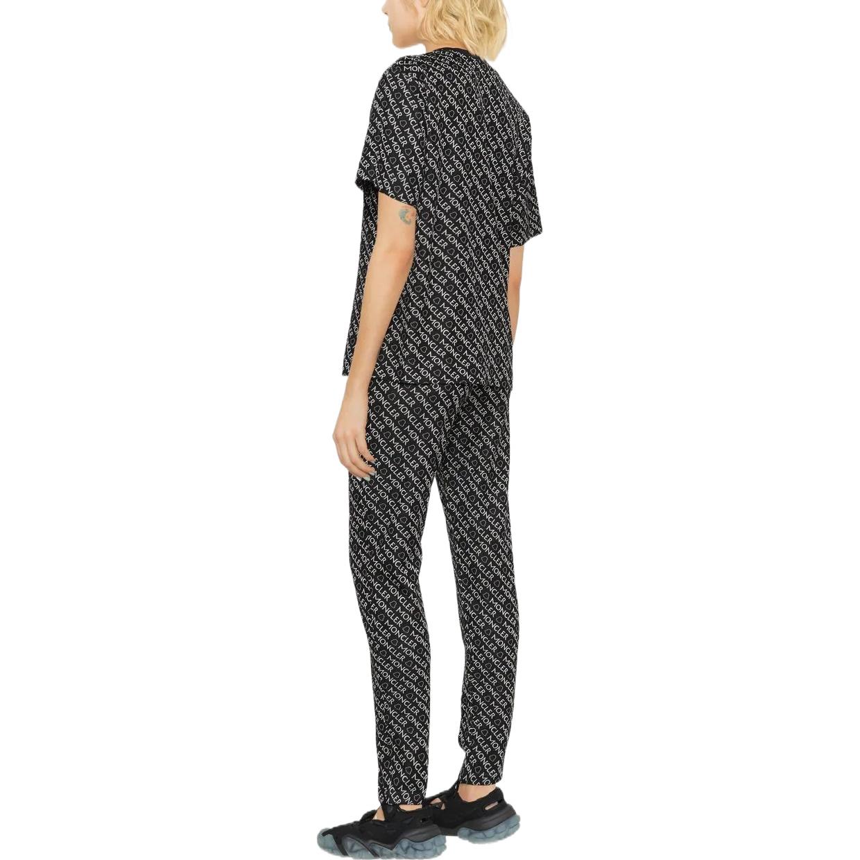 Shop (Women) Moncler SS22  Black Logo Print Straight-Leg Casual Pants. H20938H00019899TE