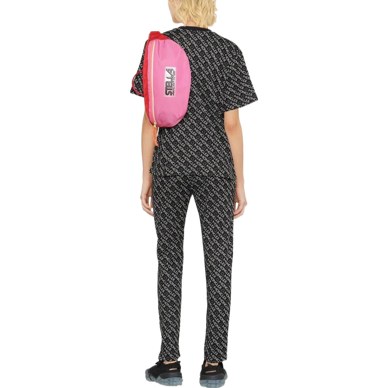 Purchase (Women) Moncler SS22  Black Logo Print Straight-Leg Casual Pants. H20938H00019899TE