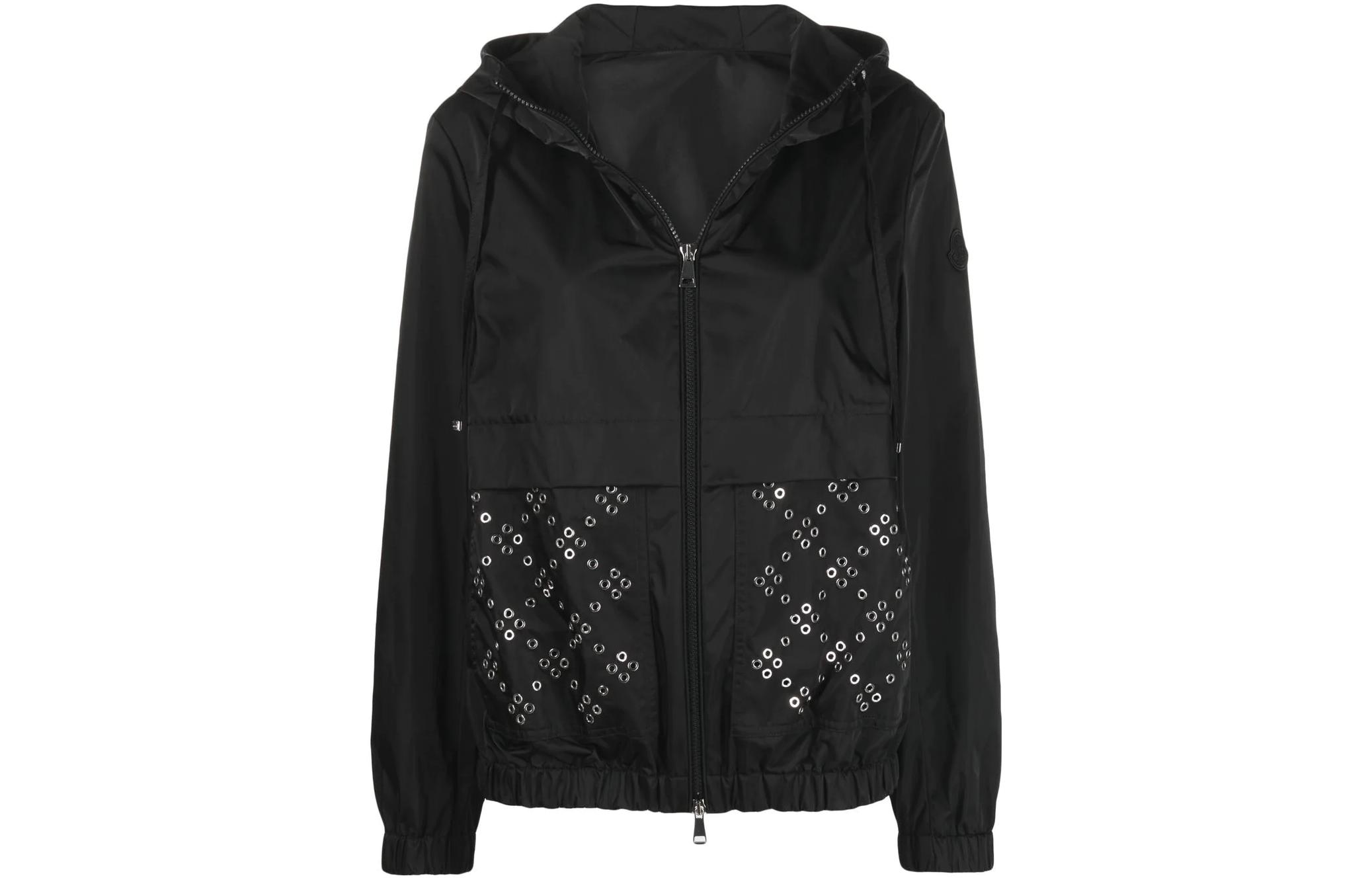 (Women) Moncler SS22  Black Loose Fit Hooded Long Sleeve Jacket with Zipper. H10931A0010254A1K999