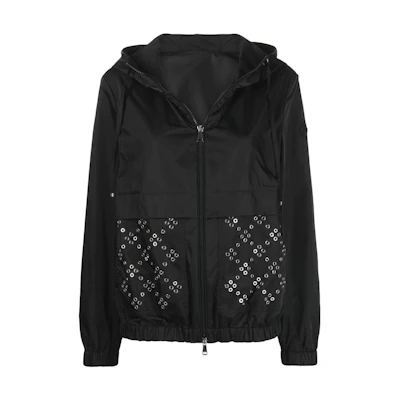 (Women) Moncler SS22 Black Loose Fit Hooded Long Sleeve Jacket with Zipper. H10931A0010254A1K999