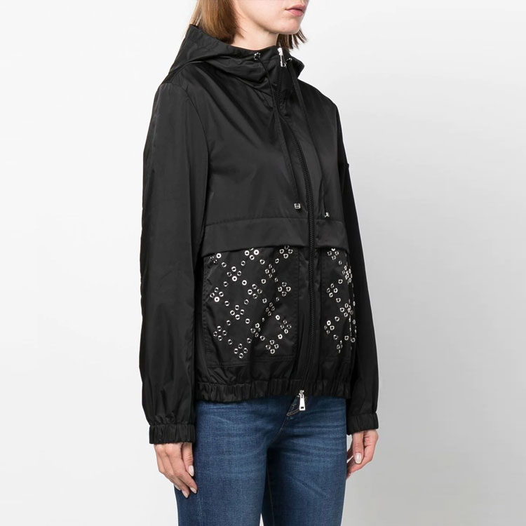 Purchase (W) 蒙克莱SS22黑色宽松连帽长袖拉链夹克 H10931A0010254A1K999