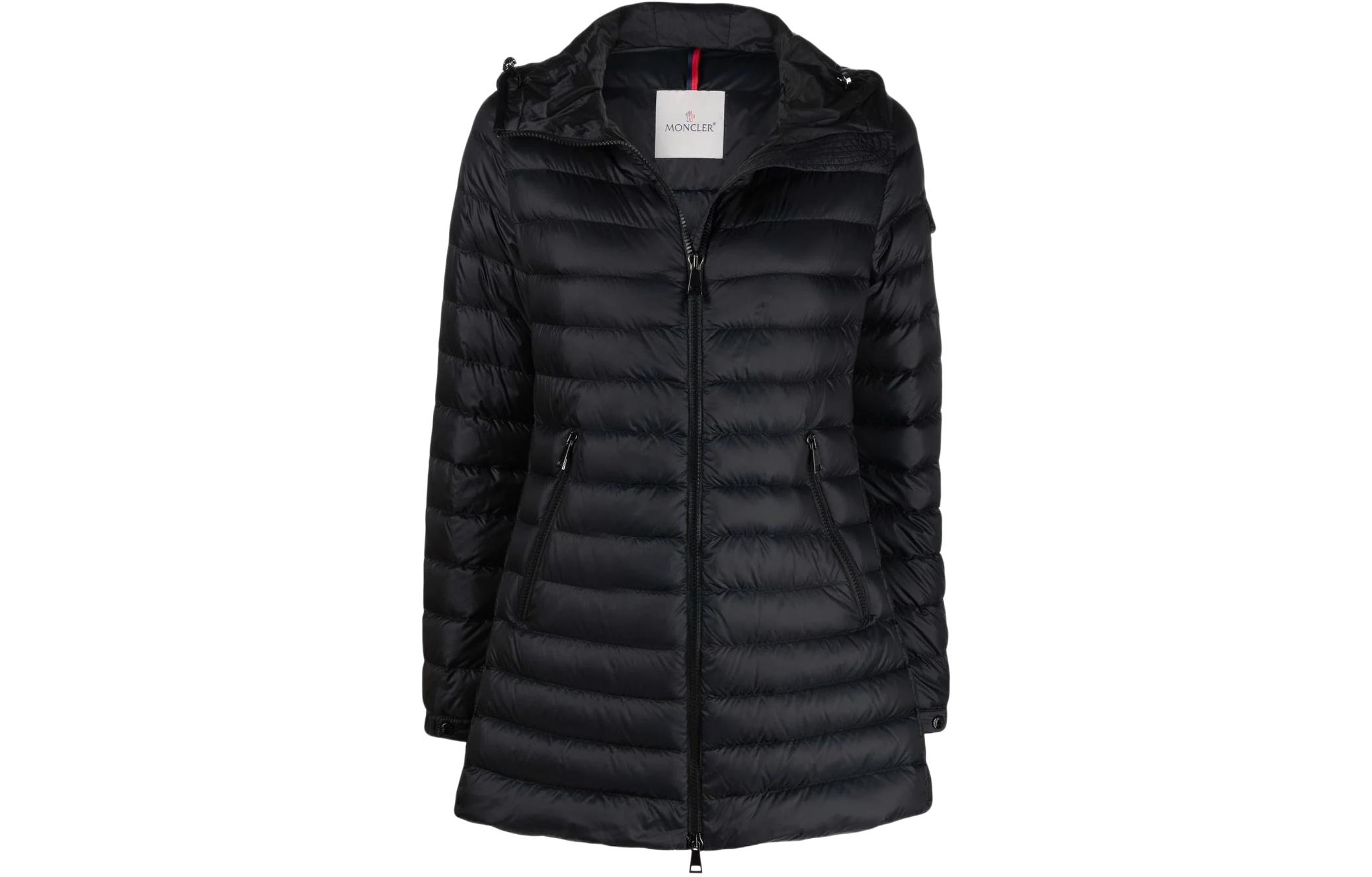 (Women) Moncler SS22  Black Quilted Down Jacket with Logo & Zip Hoodie. H10931C000215396Q999