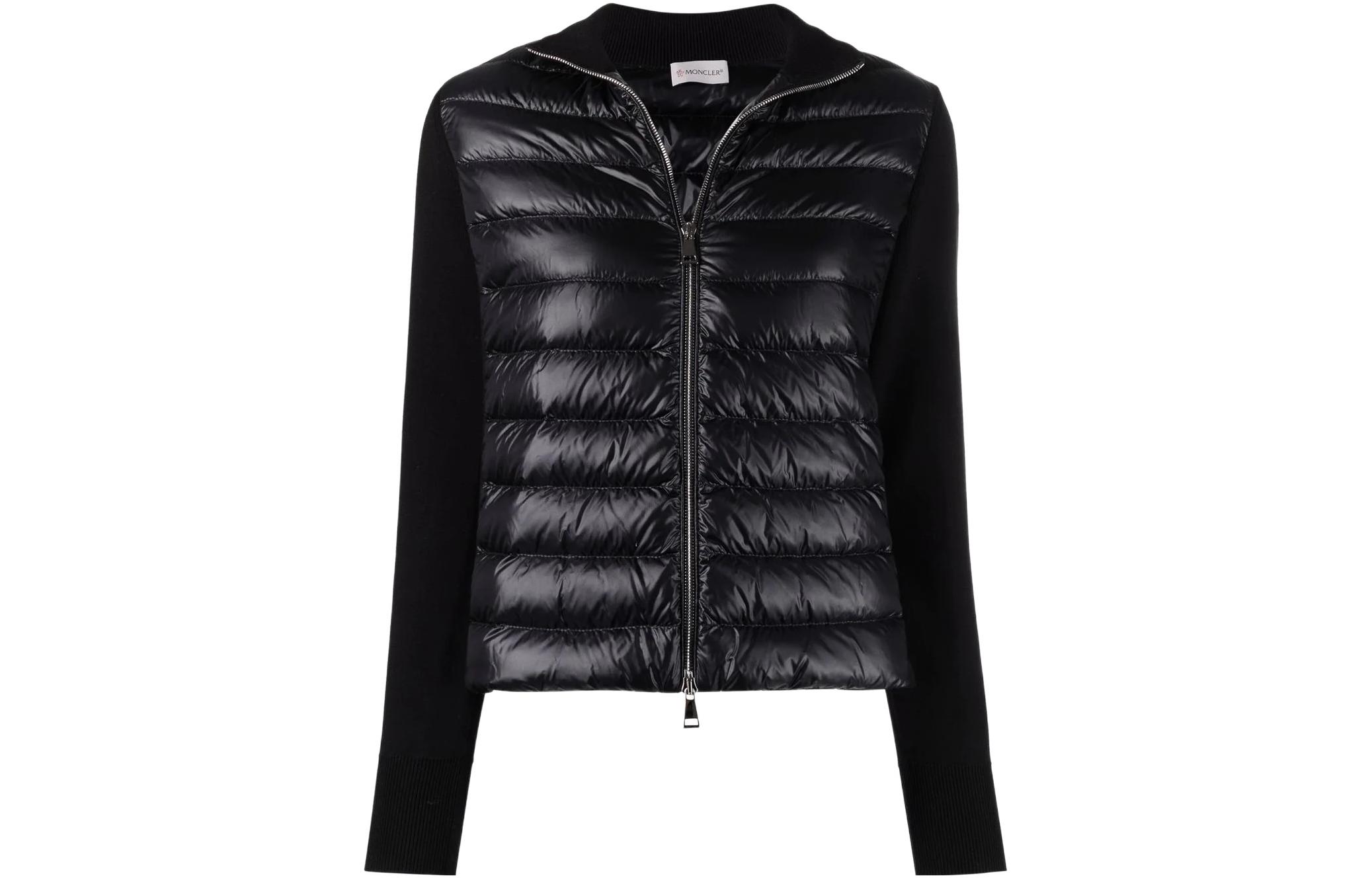 Order (W) Moncler SS22 Jaket Pendek Puff Hitam dengan Kolar Tinggi Zip-Up. H10939B00026M1367999