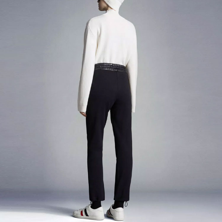 Shop (Women) Moncler SS22  Black Solid Color Pants with Logo Detail. H10938H00023899M4999